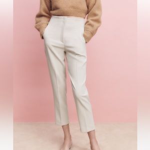 Zara High Waist White Trousers
